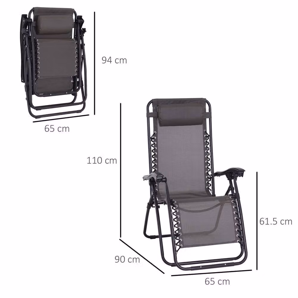 NESTLUNE Grey Reclining Gravity Lounger Chair with Pillow – 2