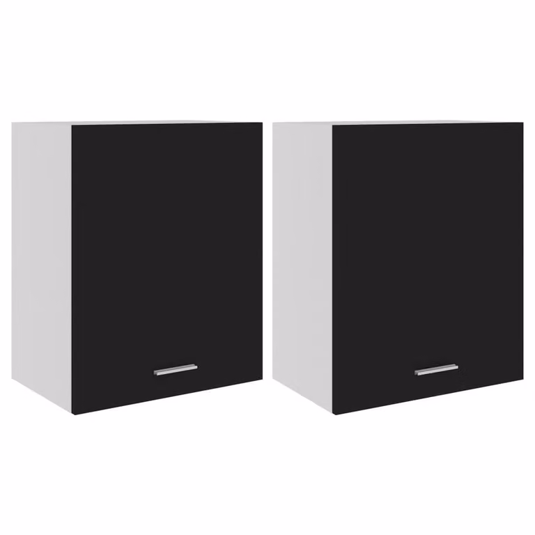 Berkfield Home Set of 2 Black Wall Mounted Hanging Kitchen Cabinets, W/D/H: 50 x 31 x 60 cm