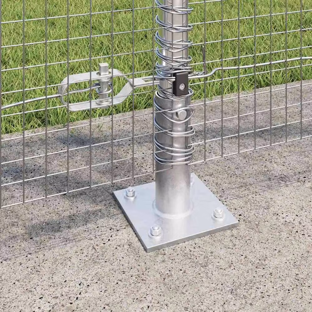 Berkfield Home Welded Wire Fence with 7 Flanged Posts, Galvanised Steel, Silver, W: 120 cm, L: 10 m – 2