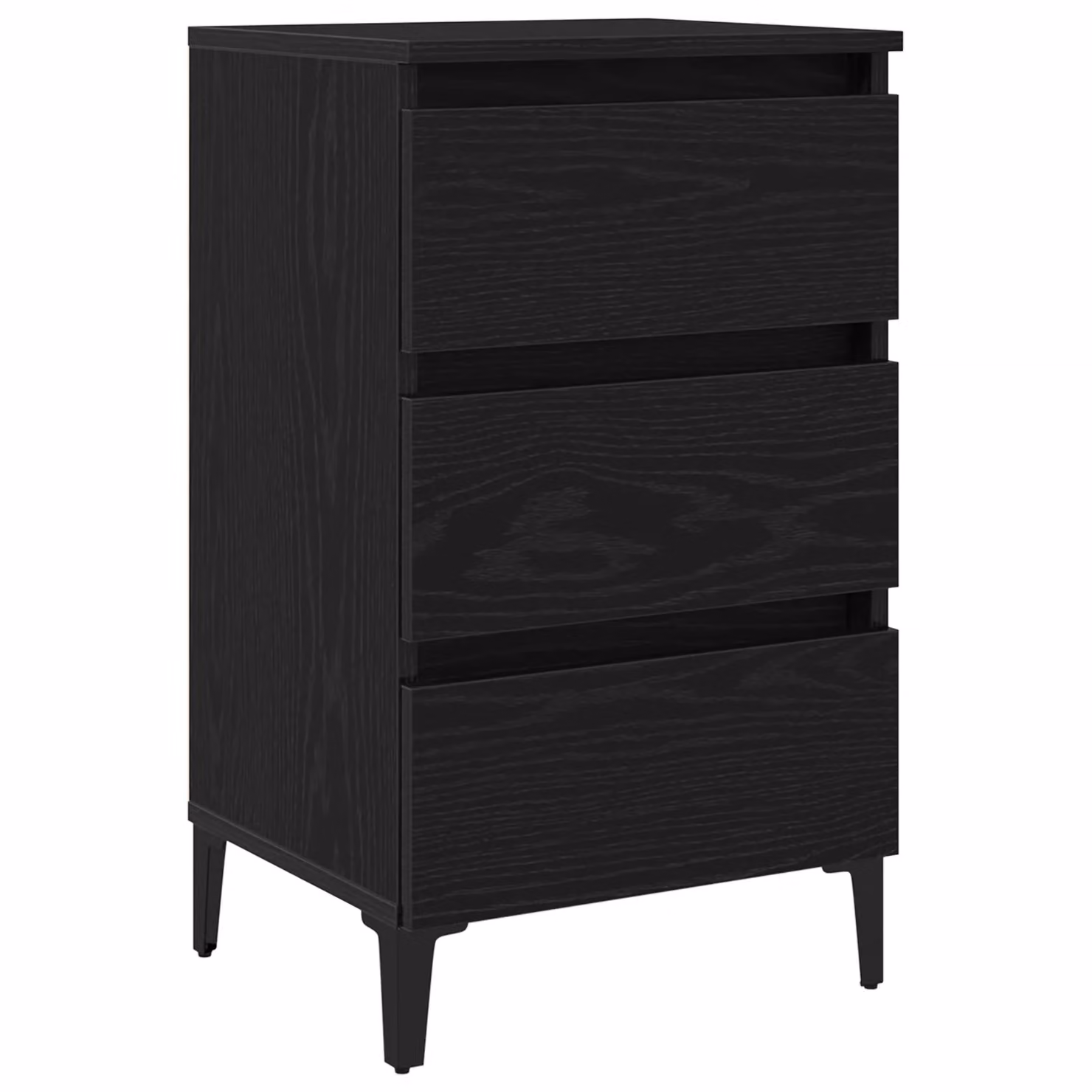 Berkfield Home Bedside Cabinet in Black Oak with Metal Legs, W/D/H: 40 x 35 x 69 cm – 2