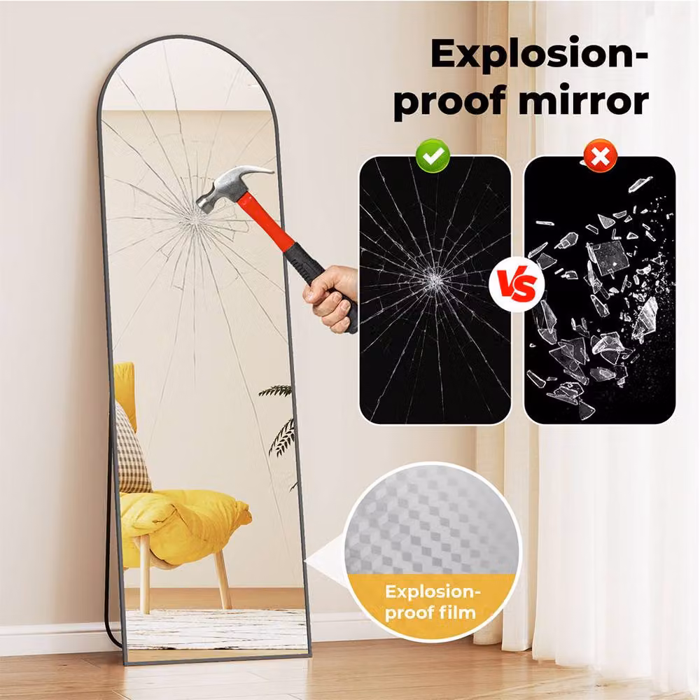 Levede Full Length Mirror in Black, Floor Standing or Wall Mounted, H 165 cm x W 60 cm – 2