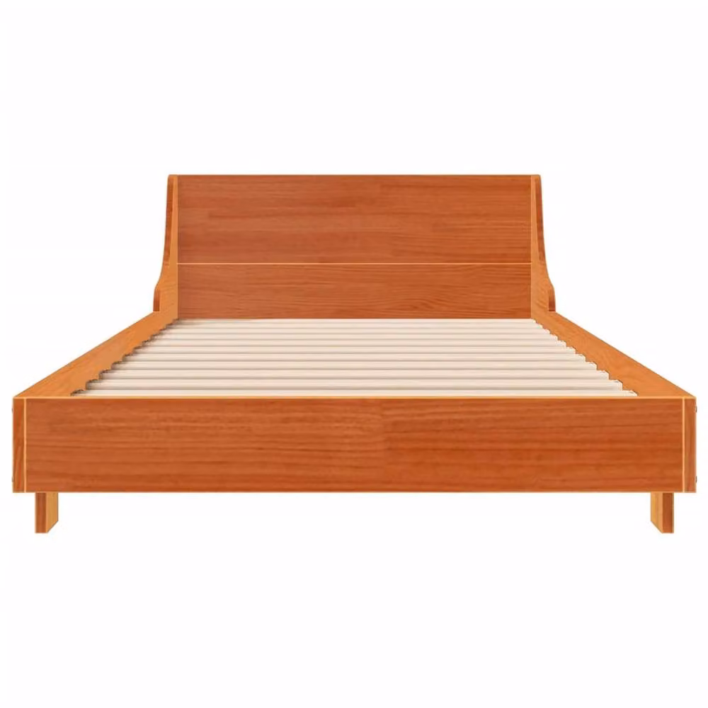 Berkfield Home Modern Waxed Brown Solid Pine Wood Bed Frame, W/D/H: 100 x 200 cm – 3