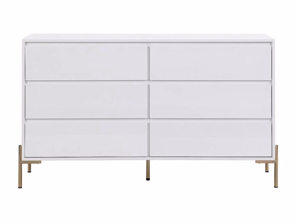 Vente-unique Korasa 6-Drawer Chest in White Lacquered MDF and Gold Metal, W/D/H: 82.5 x 40 x 140 cm – 2