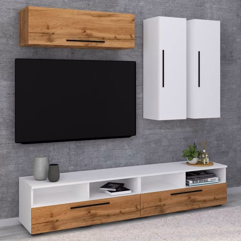 VCM Arila XL Wooden Wall Mounted Folding Cabinet in Light Oak