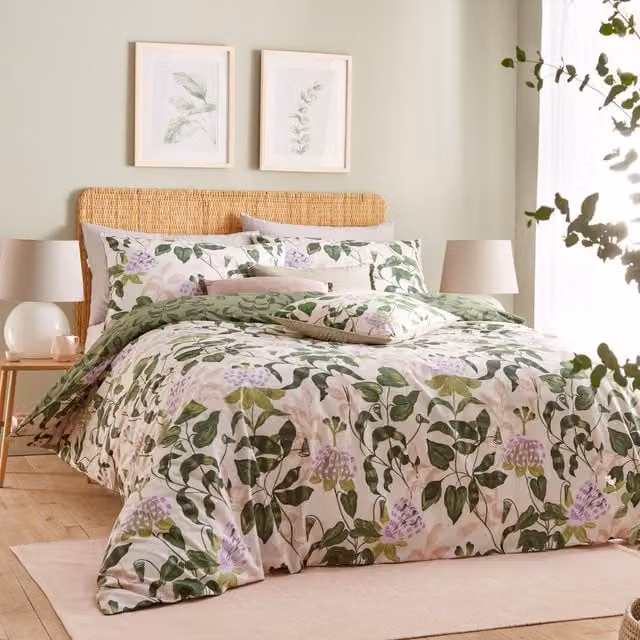 Wylder Nature Passiflora Botanical Reversible Cotton Duvet Cover Set, Multicolour, 180 x 200 cm – 1