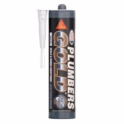 Everbuild Plumbers Gold Mould Resistant MS Polymer Sealant and Adhesive, White, 290 ml – 1