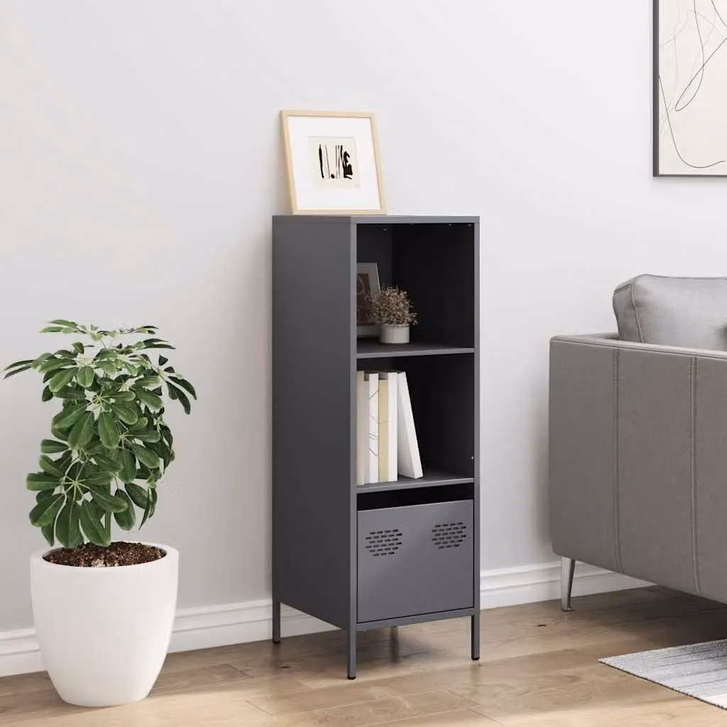 Berkfield Home Anthracite and Black Steel Highboard, W/D/H: 35 x 39 x 103.5 cm – 3