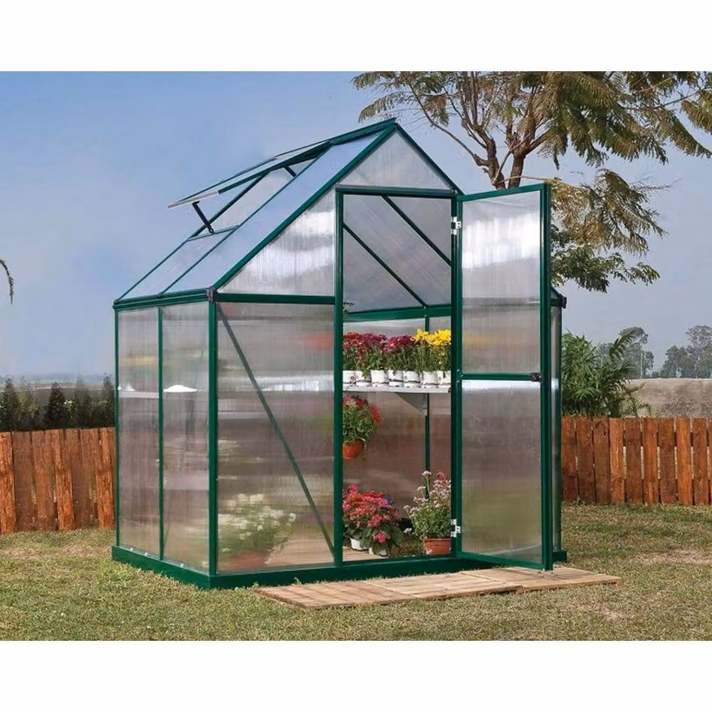 Palram Mythos Polycarbonate Greenhouse, Green, W: 185 cm, D: 126 cm, H: 208 cm – 2