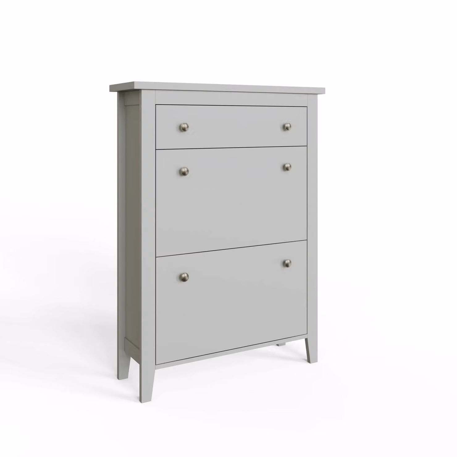 GFW Deluxe Two Tier Grey Shoe Cabinet with Tilting Compartments and Internal Drawers – 3