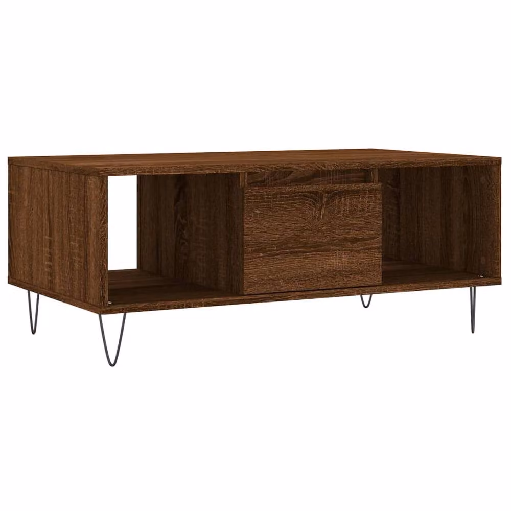 Berkfield Home Modern Rectangular Coffee Table in Brown Oak, W/D/H: 90 x 50 x 36.5 cm – 3