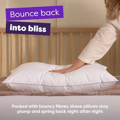 Slumberdown Firm Support Cotton Pillows, 4 Pack, White – 3