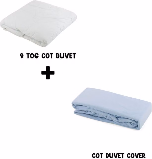 Junior Joy Baby 9 TOG Cot Duvet and Cotton Cover Set, Blue, W: 100 cm, L: 120 cm
