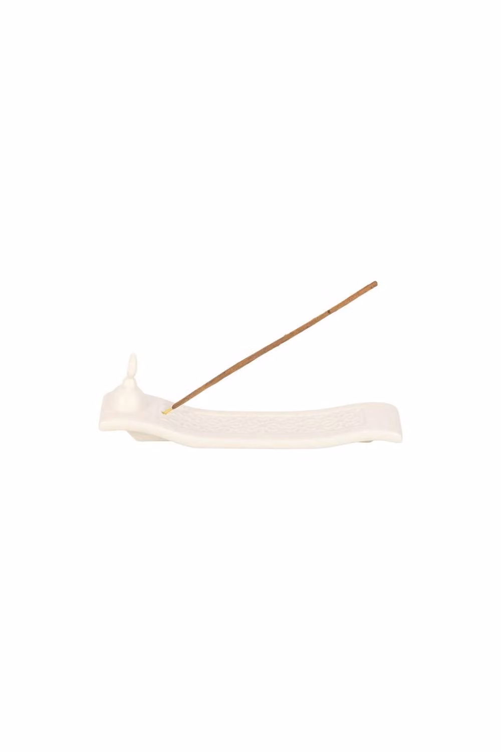 KDMD Crescent Moon Incense Ash Catcher, Geometric Ceramic Tabletop Design in Beige and White – 2