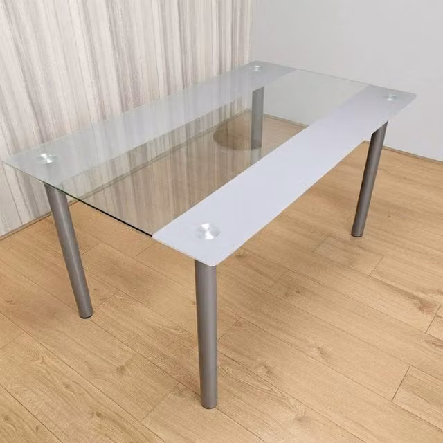 KOSY KOALA Modern Rectangular Grey Glass Dining Table W/D/H: 140 x 70 x 75 cm