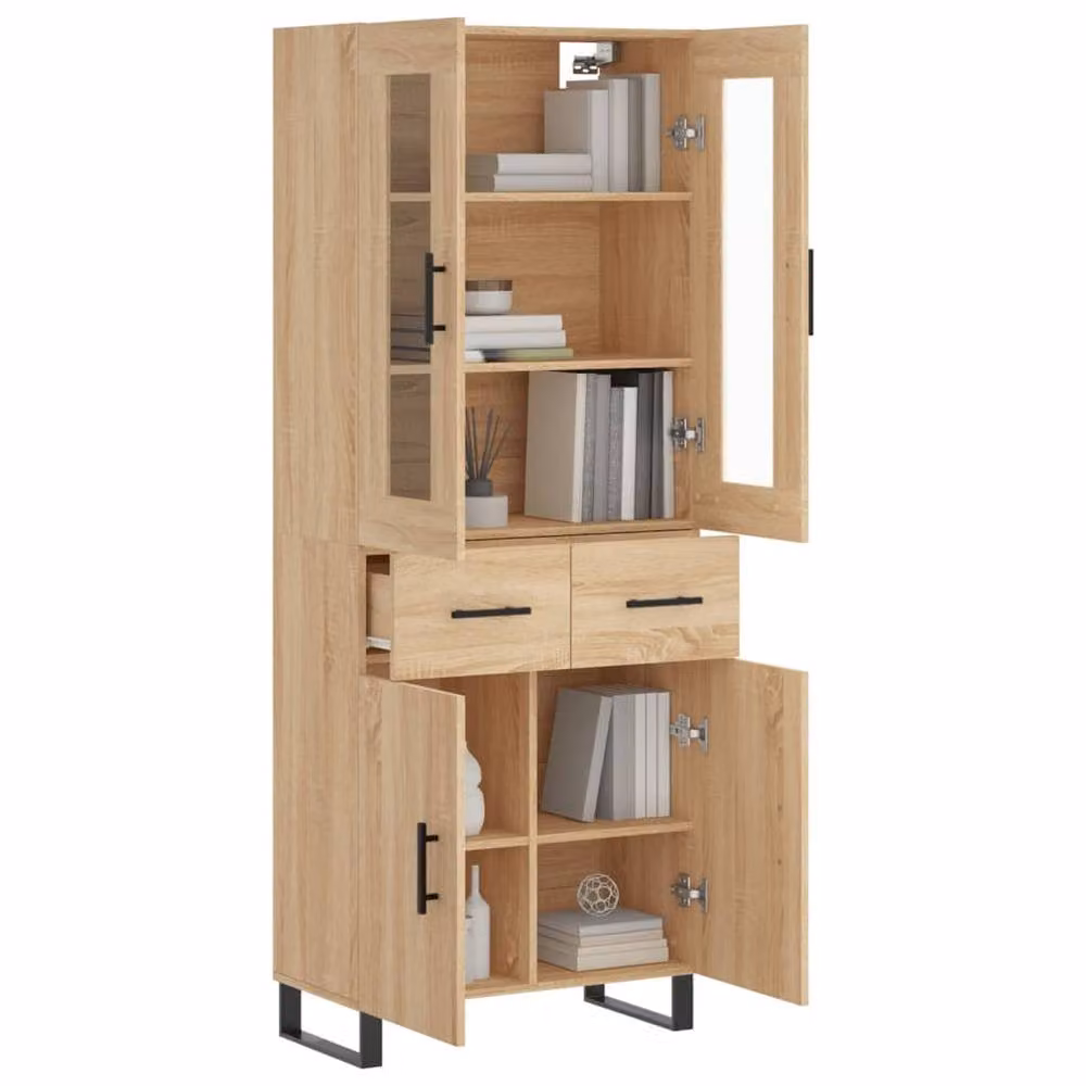 Berkfield Home Sonoma Oak Highboard in Tan, W/D/H: 69.5 x 34 x 180 cm – 3