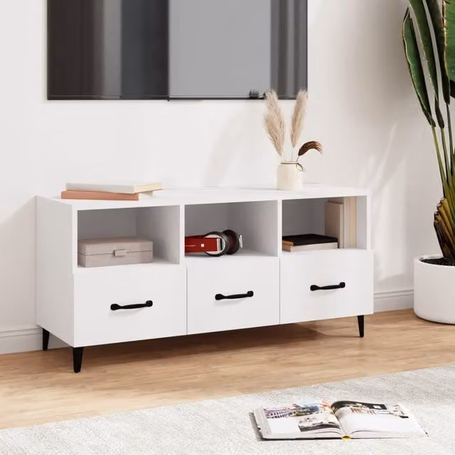 Berkfield Home Modern White TV Cabinet W/D/H: 102 x 35 x 50 cm – 1