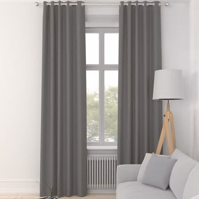 Terrys Louis Made to Measure Grey Blackout Fabric Panel Curtain with Eyelets
