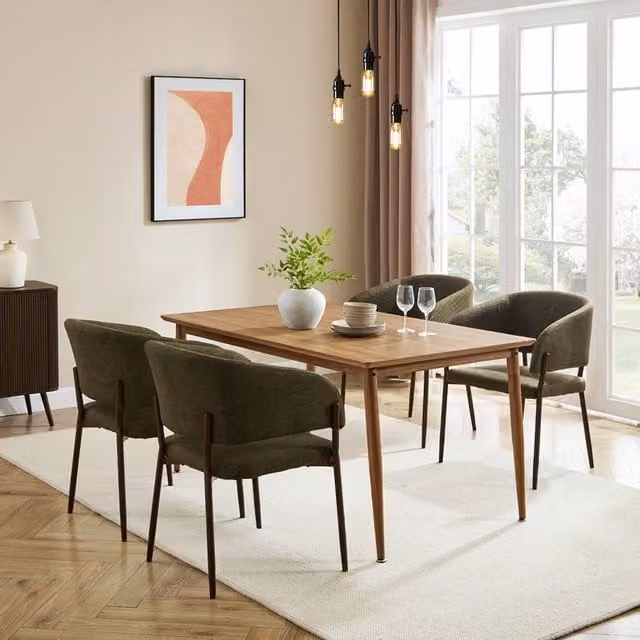 VonHaus Burton 6 Seater Rectangular Dining Table in Brown Wood Effect, W/D/H: 150 x 90 x 76.4 cm – 1
