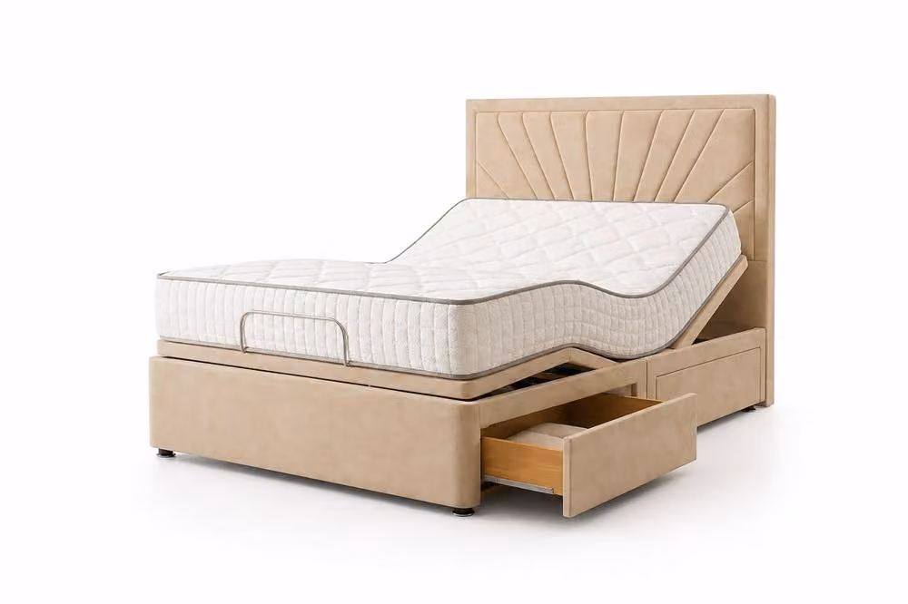Paradise Beds Ltd Back Care Electric Adjustable Mobility Bed with Mattress, Beige and Silver, W/D: 180 x 200 cm – 2