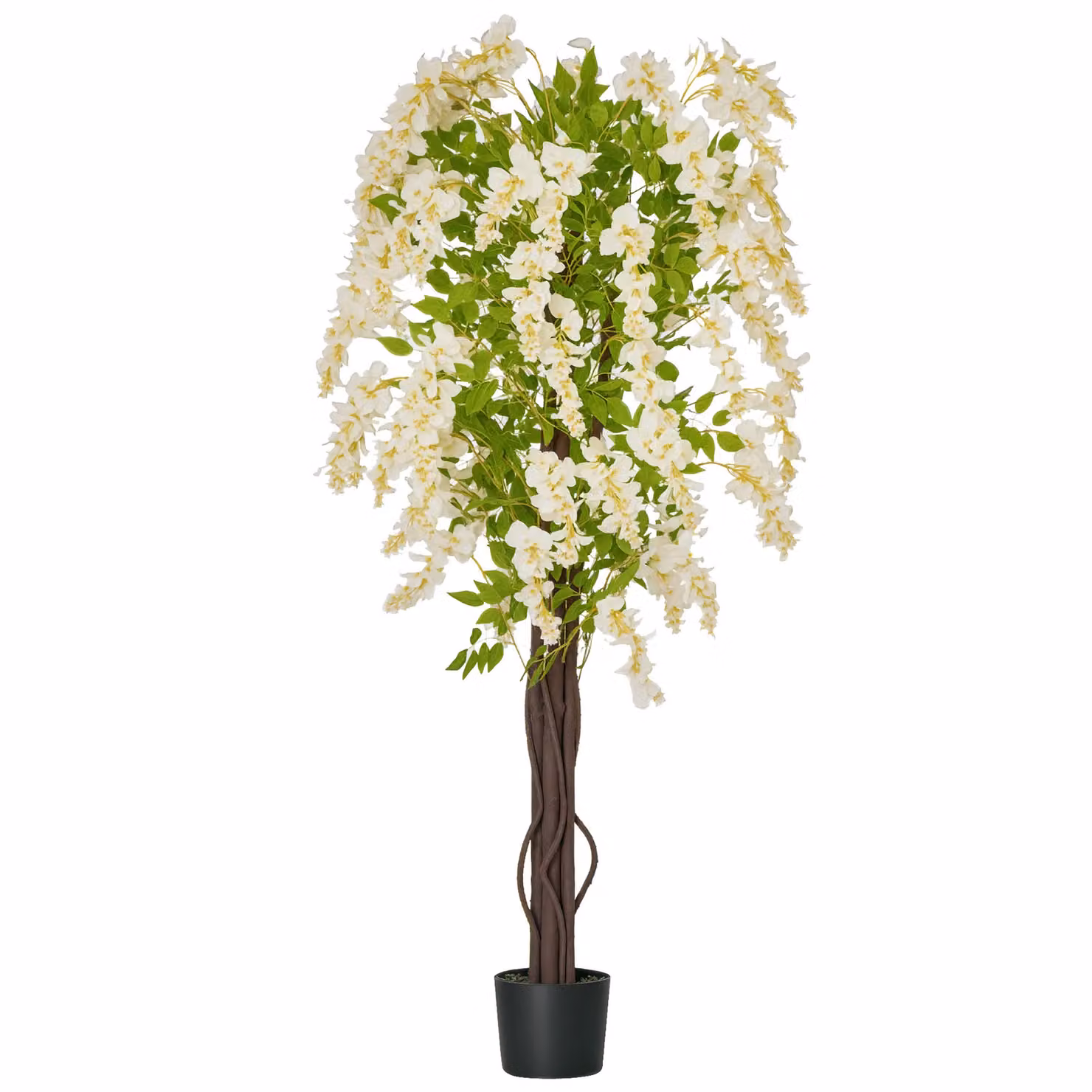 HOMCOM Artificial White Wisteria Tree in Pot for Weddings and Parties – 2