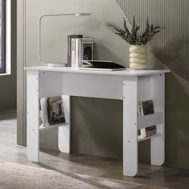 Timber Art Design Modern White Writing Desk with Side Storage W/D/H: 110 x 76 x 48 cm – 1