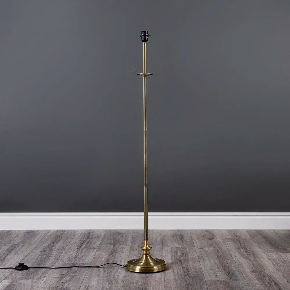 ValueLights Belmont Antique Gold Floor Lamp Base in Metal and Brass, H 128 cm x W 32 cm x D 32 cm – 2