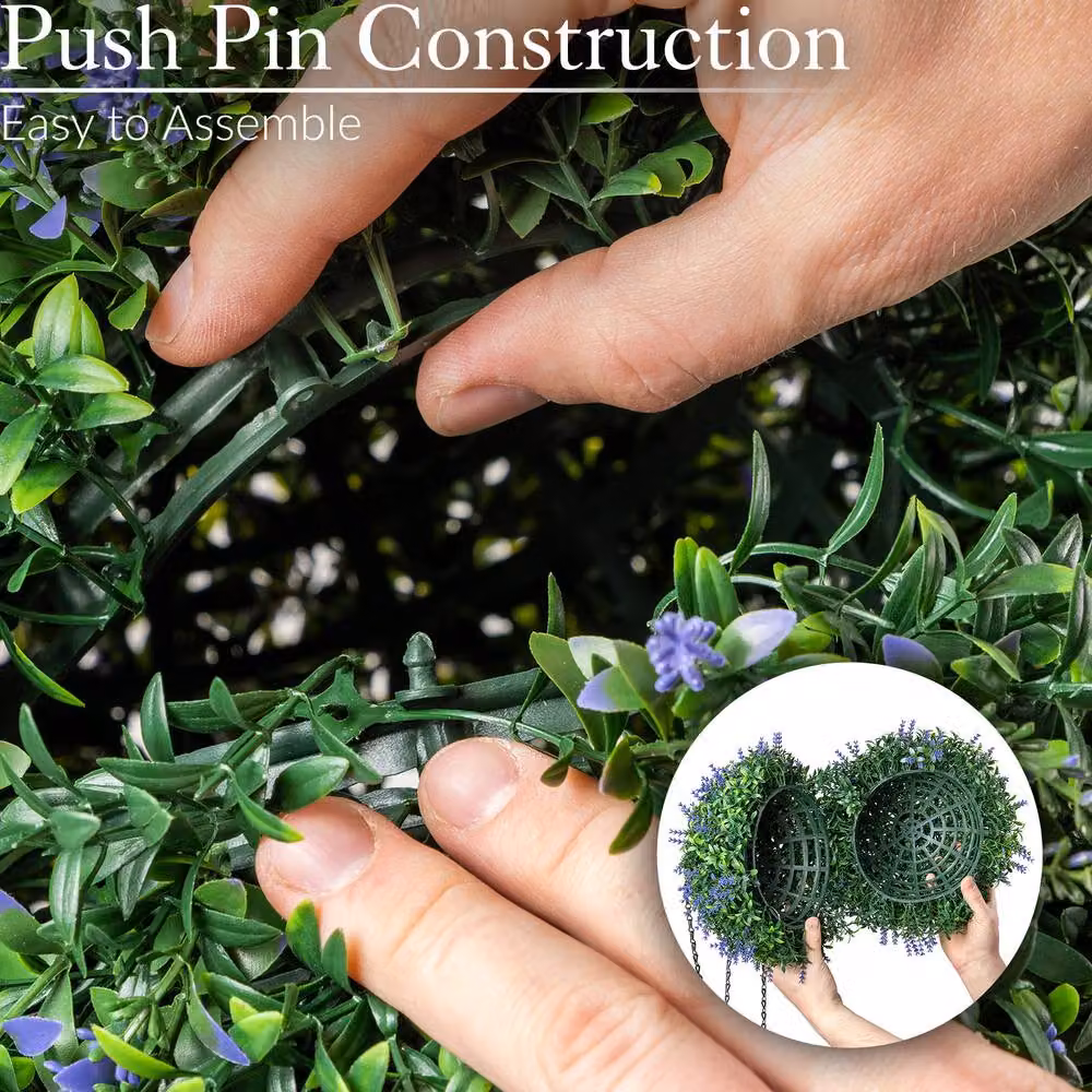 Christow Artificial Lavender Topiary Hanging Plants, Set of 2, Purple and Green, Diameter: 28 cm – 5