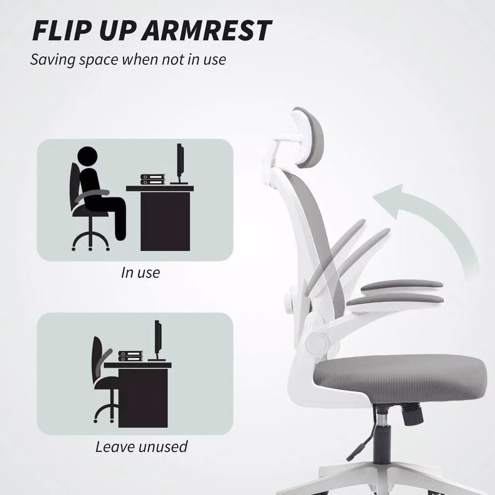 Havendro Ergonomic Mesh Office Chair with Headrest and Armrests in Grey – 2