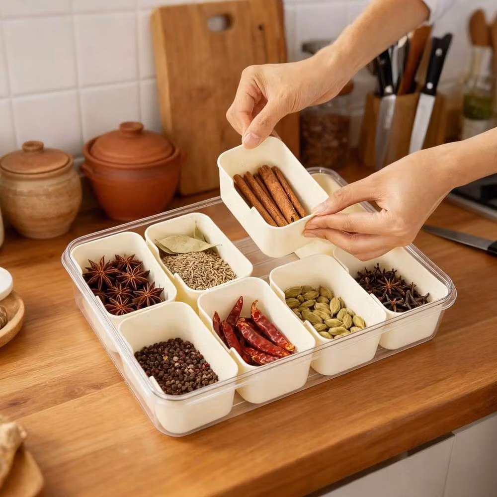 FLAVORA 2-Piece Beige Snackle Box with 8 Divided Compartments, Width: 50 cm – 3