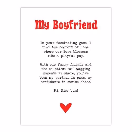 Artery8 Love Poem Dog Lover Romantic Typography Wall Art Poster Print, White, W: 46 cm, H: 61 cm – 1