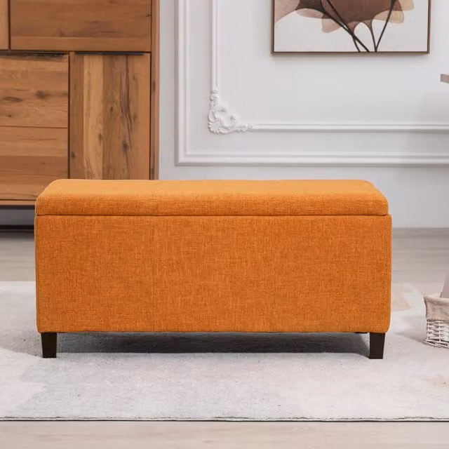 Artemis Home Henbury Fabric Storage Ottoman in Orange