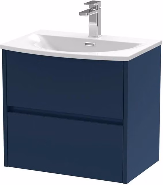 Balterley Chartley Contemporary 2 Drawer Wall Hung Vanity Basin Unit, Blue, W: 60 cm – 1