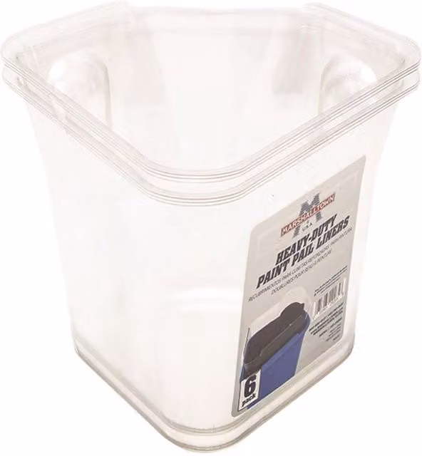 Marshalltown Disposable Paint Pail Liners, Pack of 6, Transparent