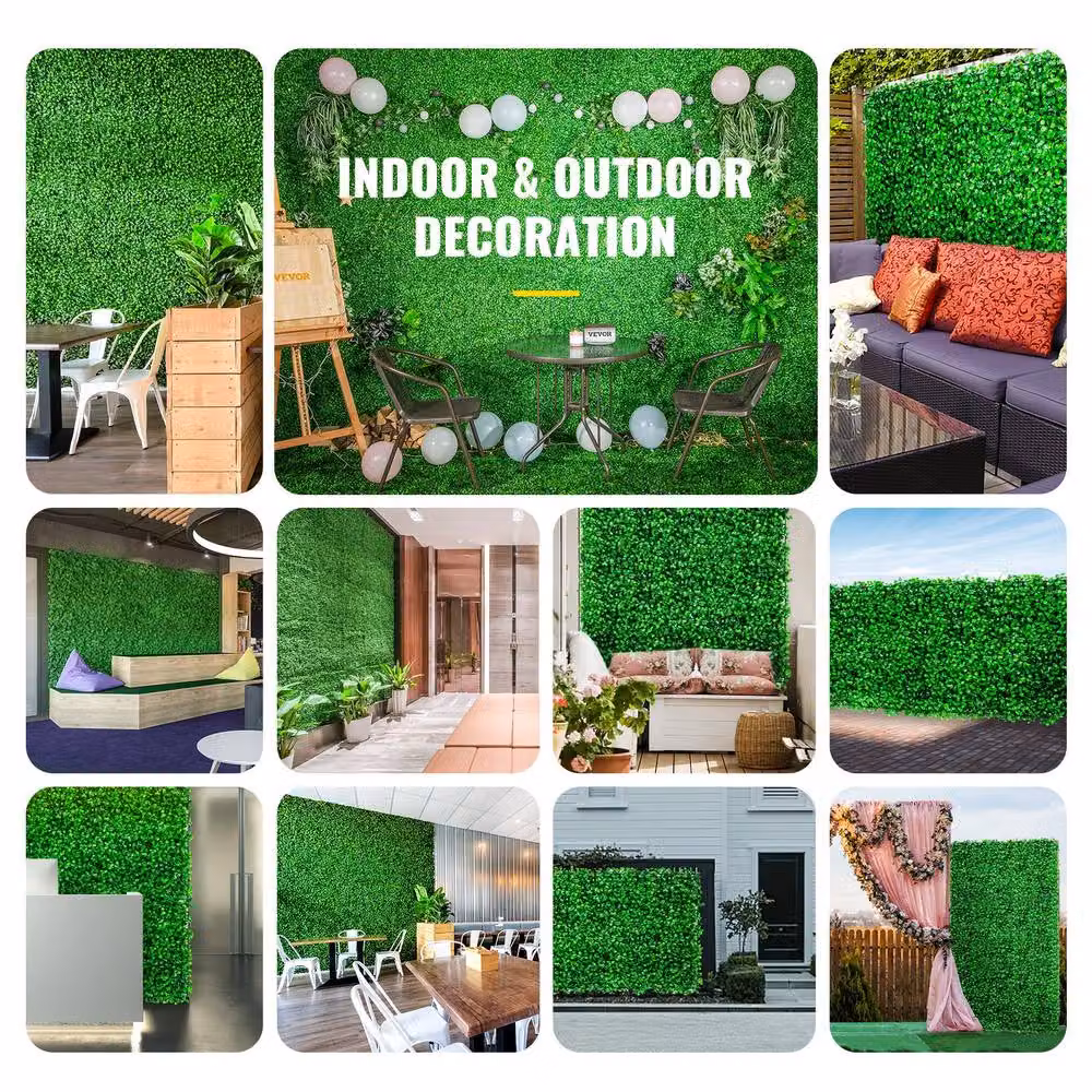 VEVOR Lush Artificial Boxwood Panel Green Grass Wall W/D/H: 25.4 x 25.4 x 2.54 cm – 6