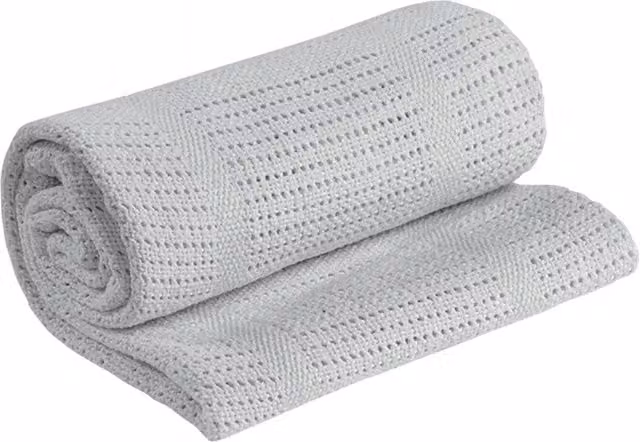 My Little World Grey Cotton Geometric Baby Blanket, W: 120 cm