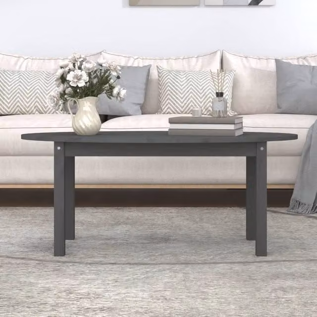 Berkfield Home Beautiful Coffee Table in Grey Solid Pine, W/D/H: 110 x 55 x 45 cm – 1
