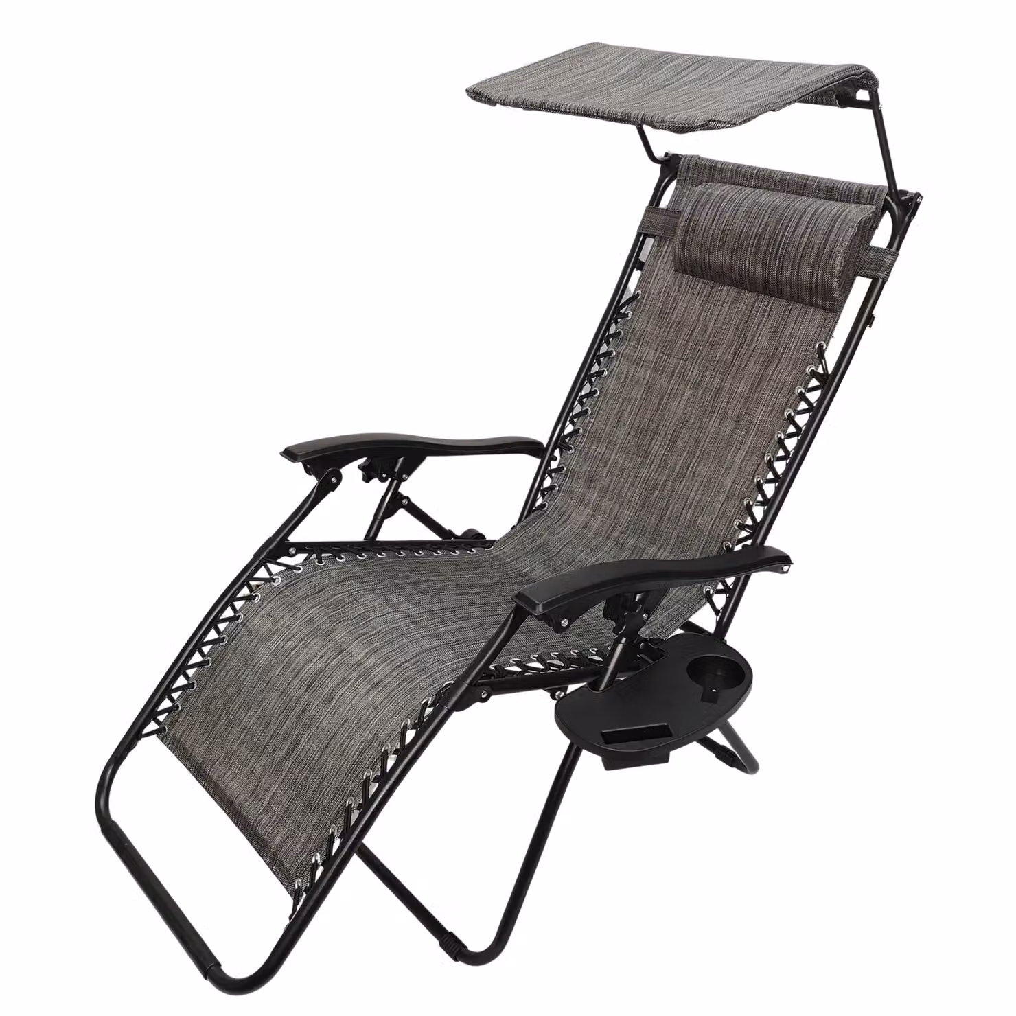 Samuel Alexander Grey Multi-Position Garden Gravity Relaxer Sun Lounger with Sun Canopy and Side Tray – 2