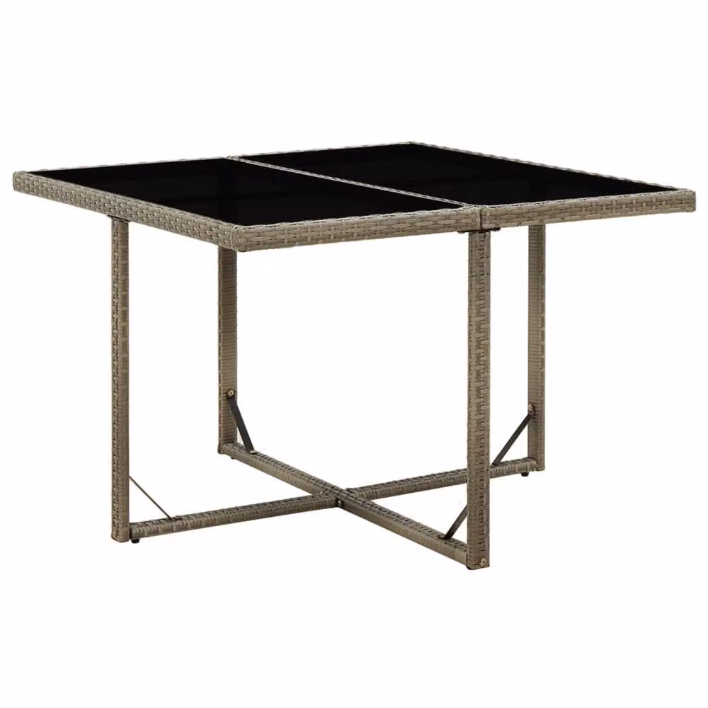 Berkfield Home Grey Poly Rattan and Glass Extendable Garden Table W/D/H: 109 x 107 x 74 cm – 2