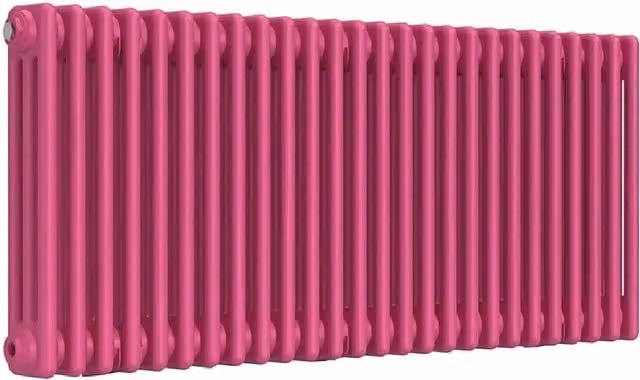 Lux Heat Horizontal 3 Column Steel Radiator in Pink, W: 119 cm, H: 50 cm
