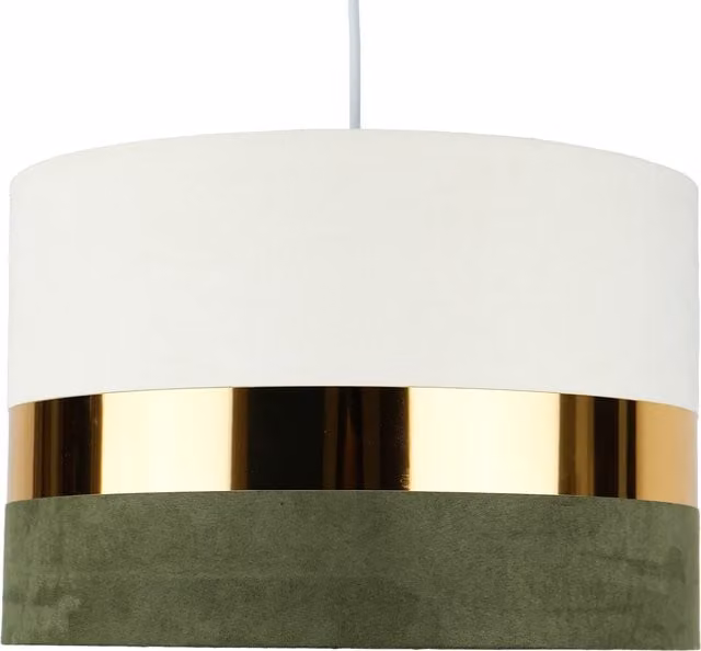 Niko Shade Minimalist Cylinder Fabric Lampshade in Green, Gold and White