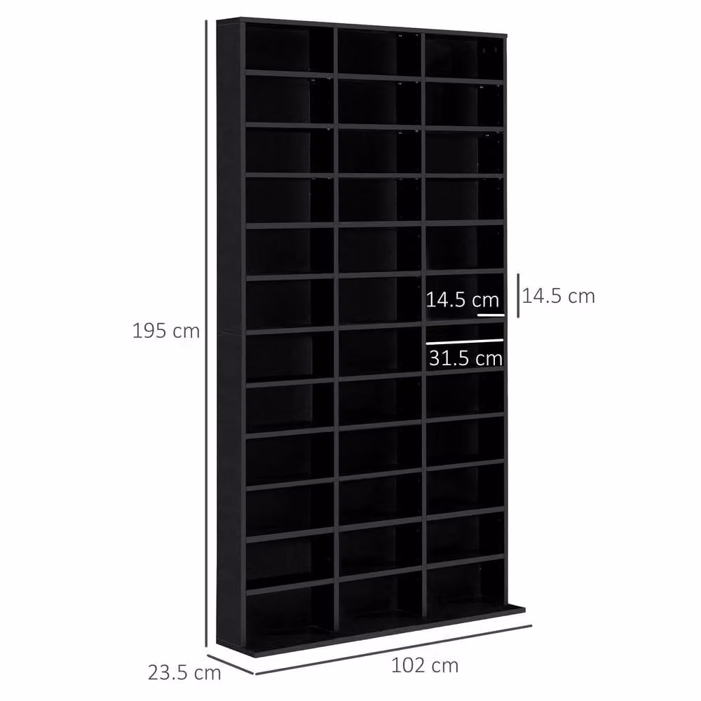 STILVORA Media Storage Unit in Black with Adjustable Shelves, W/H: 102 x 195 cm – 4