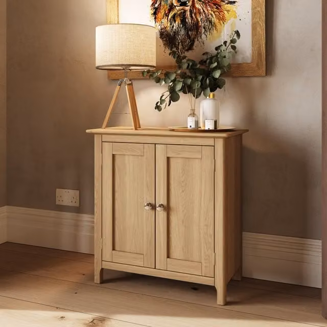 FWStyle Scandinavian Oak 2 Door Compact Sideboard in Brown