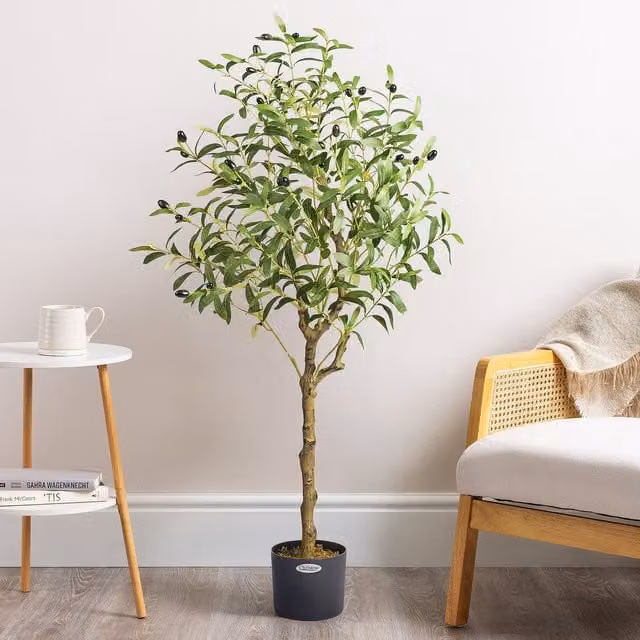 Christow Mediterranean Organic Tabletop Artificial Tree in Pot, Green/Grey/Black, Height: 120 cm