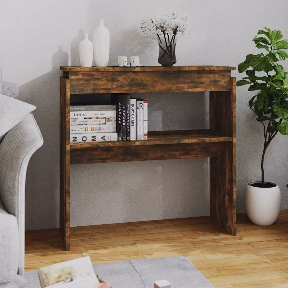 Berkfield Home Decorative Console Table in Smoked Oak Brown, W/D/H: 80 x 30 x 80 cm – 2