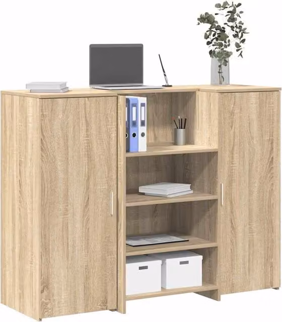Berkfield Home Sonoma Oak Reception Desk in Brown, W/D/H: 135 x 50 x 103.5 cm