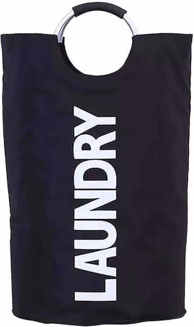 Kelvenix Black Collapsible Laundry Hamper with Handles, Fabric and Aluminium Construction