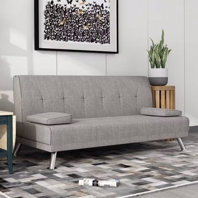 WestWood Grey Fabric Click-Clack Chunky Sofa Bed Recliner