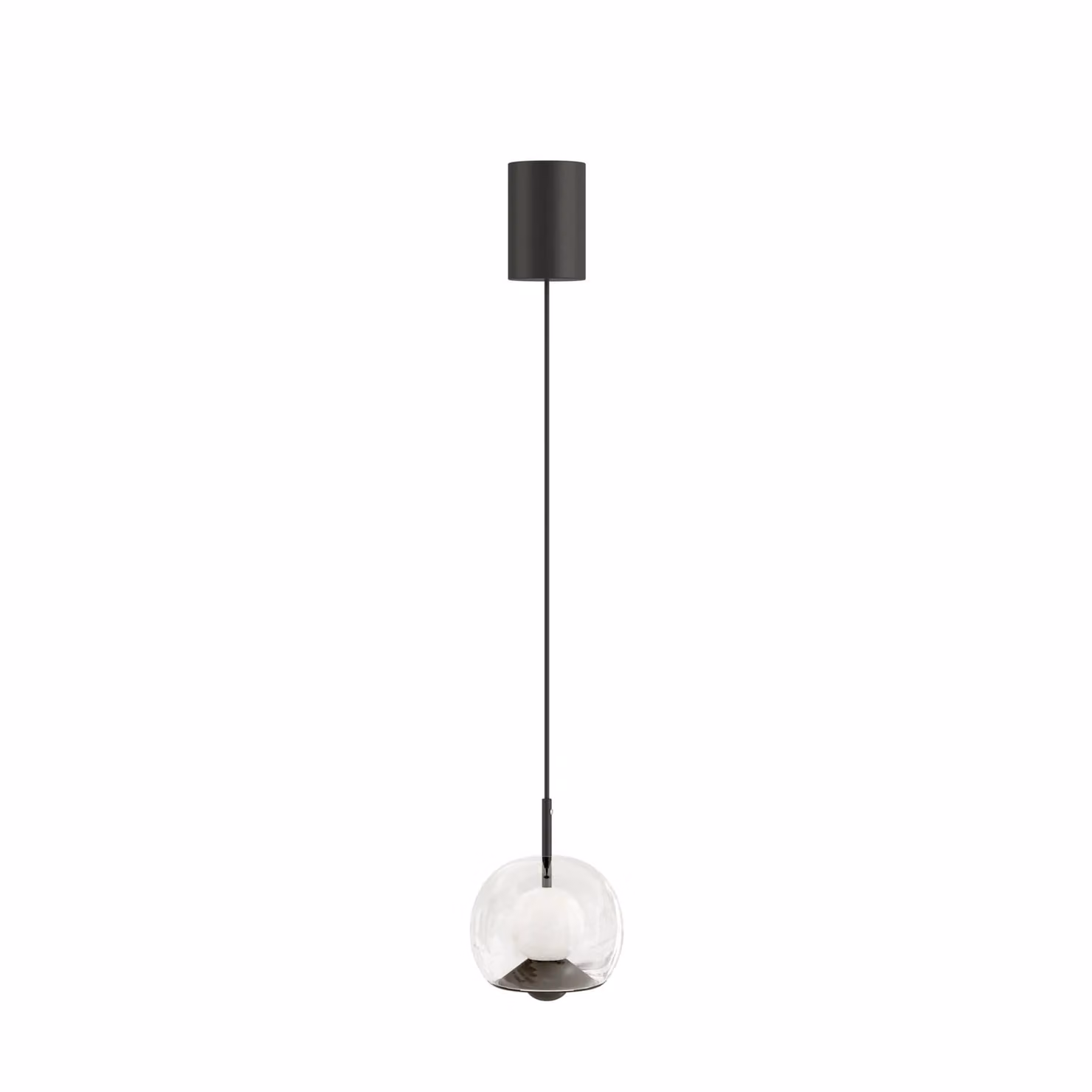 Dome Deco OTIS Transparent Glass and Black Metal Suspended Pendant Light