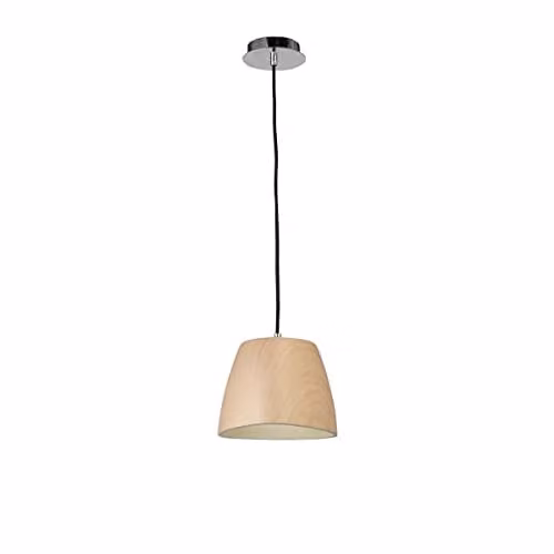 Netlighting Triangle Small Wood Pendant Light in Brown and Chrome with 1 x E27 Socket