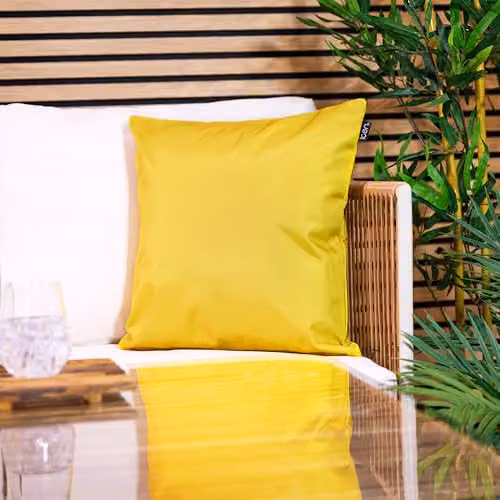 ICON Plain Indoor and Outdoor Waterproof Square Cushion Set of 4, Yellow, W/D/H: 43 x 43 x 43 cm – 2